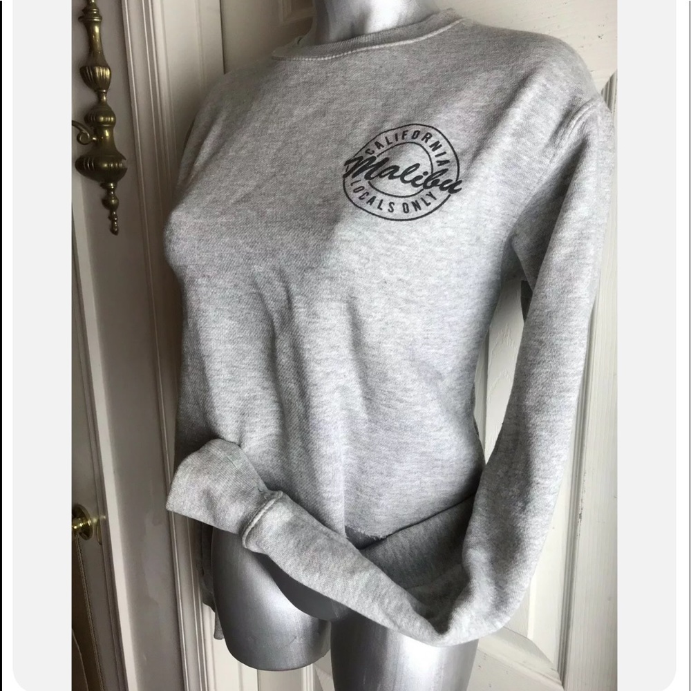 THREE LAYER- Gray Cropped Sweatshirt California Malibu Locals Only SZ Small S